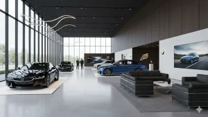 Vista interior de una tienda de BMW