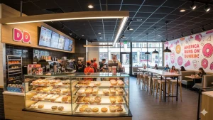 Vista interior de una tienda de Donking Donuts