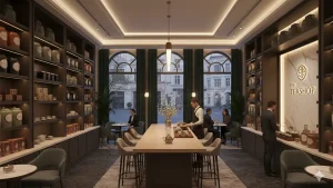 Vista interior de una tienda de TeaShop