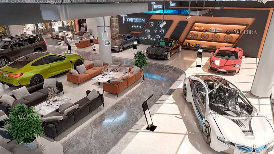 Concesionario de Mercedes benz muy luminoso y de alto estanding